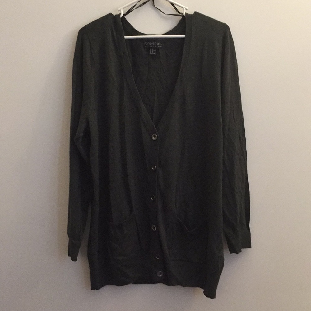 Olive colored oversized cardigan